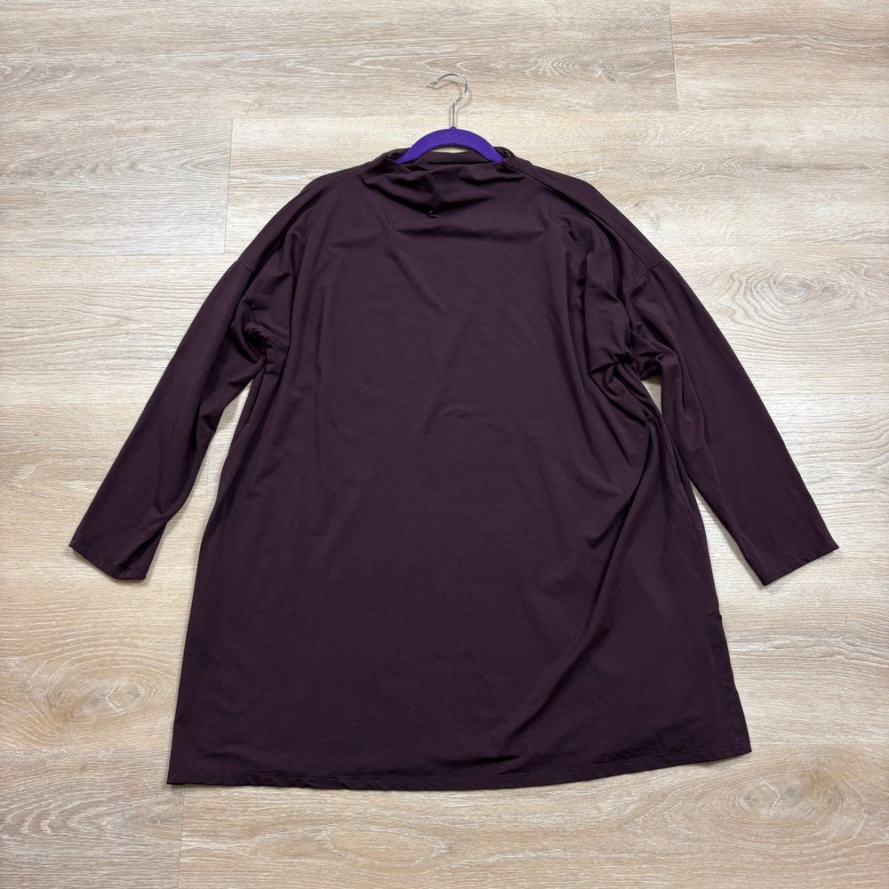 Eileen Fisher Mock‎ Neck Tunic Top Women's 1X Color Dark Plum Purple